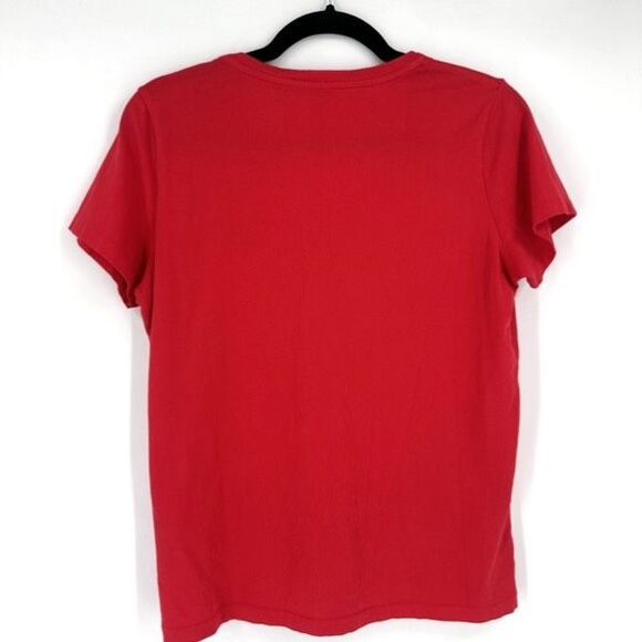 Polo Ralph Lauren Womens Solid V Neck Short Sleeve Top Red Size Large Logo chest - Picture 2 of 8